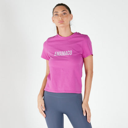 Bright pink EMAMACO t-shirt from BASIC TEE-VIOLET, perfect for activewear and maternity