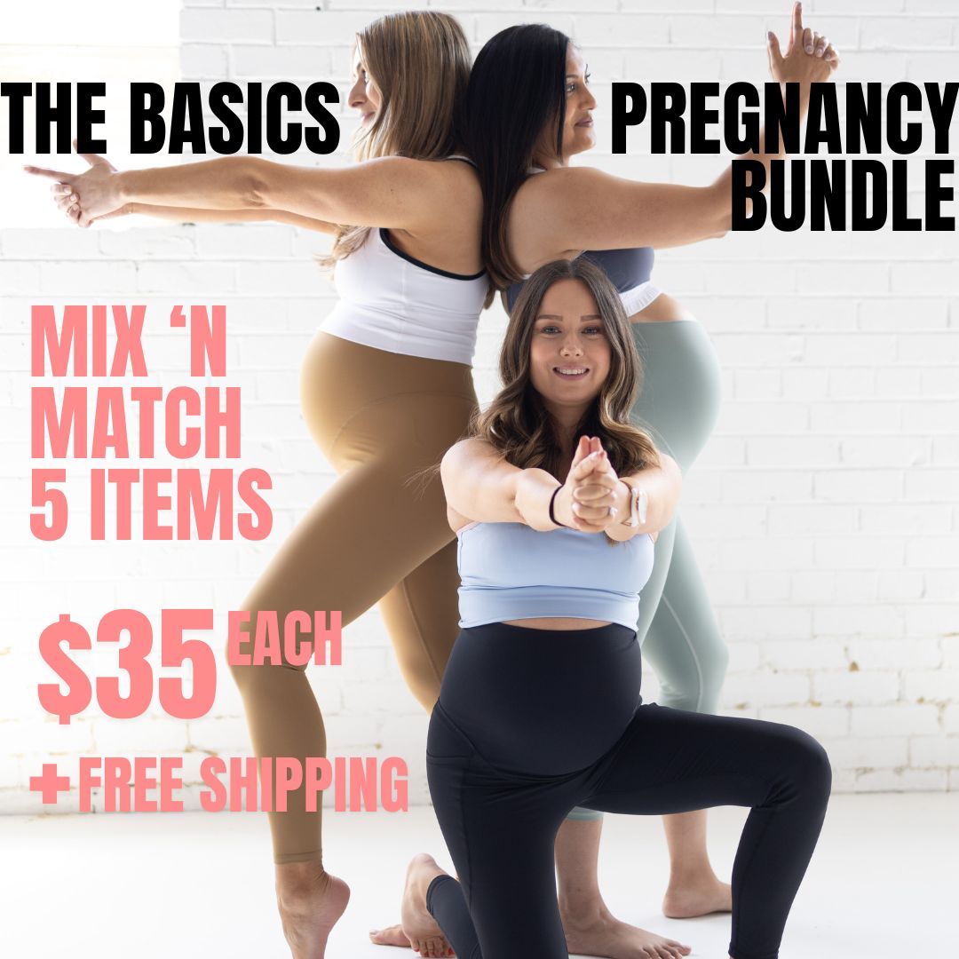 Comfortable women in athletic wear from Basics Pregnancy Bundle for post pregnancy recovery